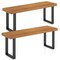 48" Rustic Acacia Wood Backless Bench with Sturdy Metal Legs for Dining or Entryway Seating